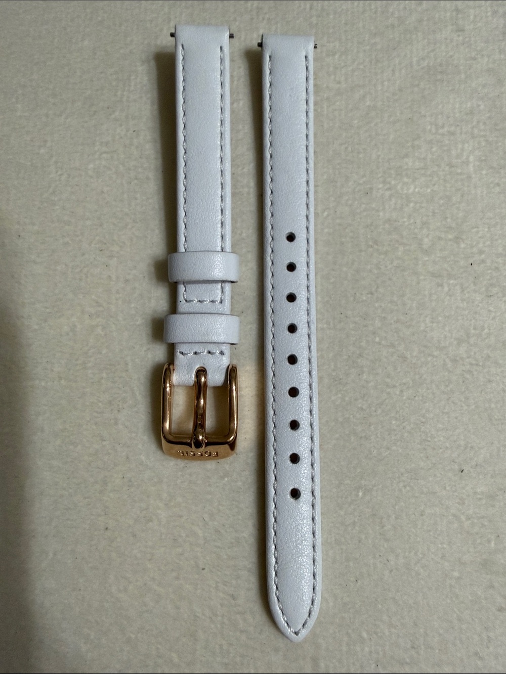 10mm White Leather Fossil Strap